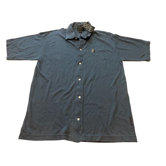 Abercrombie Men’s Blue Cotton Button Up Polo Size Large Short Sleeve - Picture 1 of 7